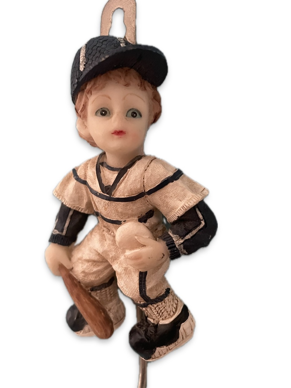 Vintage Poly Stone Resin Baseball Player Wall Hook Resin Metal Sports Decor NWOT